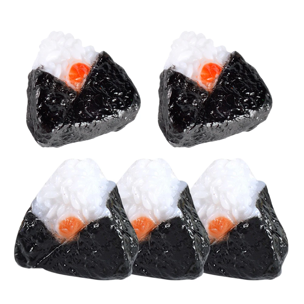 

5 Pcs Imitation Sushi Rice Ball Decoration Mini Toy Food Toys Snack Japanese Photo Prop Pvc Dollhouse Plate Parts