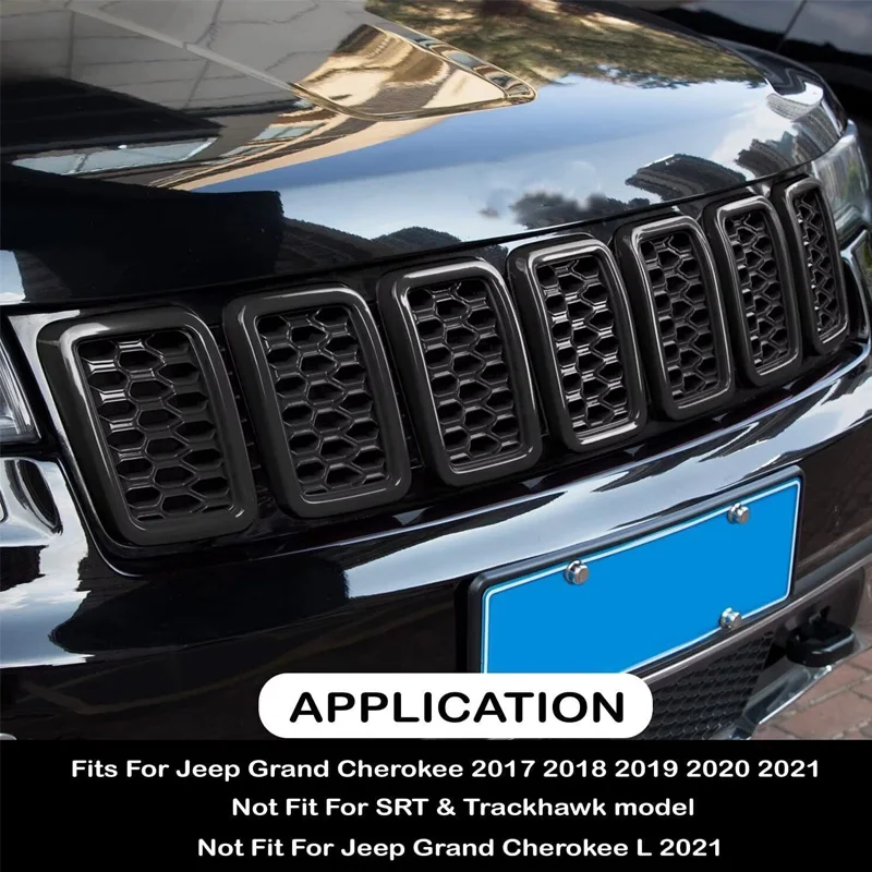 Honeycomb Mesh Front Bumper Grille Insert Cover Trim Decor For Jeep Grand Cherokee 2017‑2021 Car Exterior Accessories