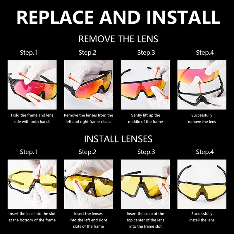 Kapvoe Photochrome Fahrradbrille für Herren, Fahrrad-Sonnenbrille, Sportbrille, UV400, MTB, Fahrradbrille, Reitschutz, UV400 – Detail 5