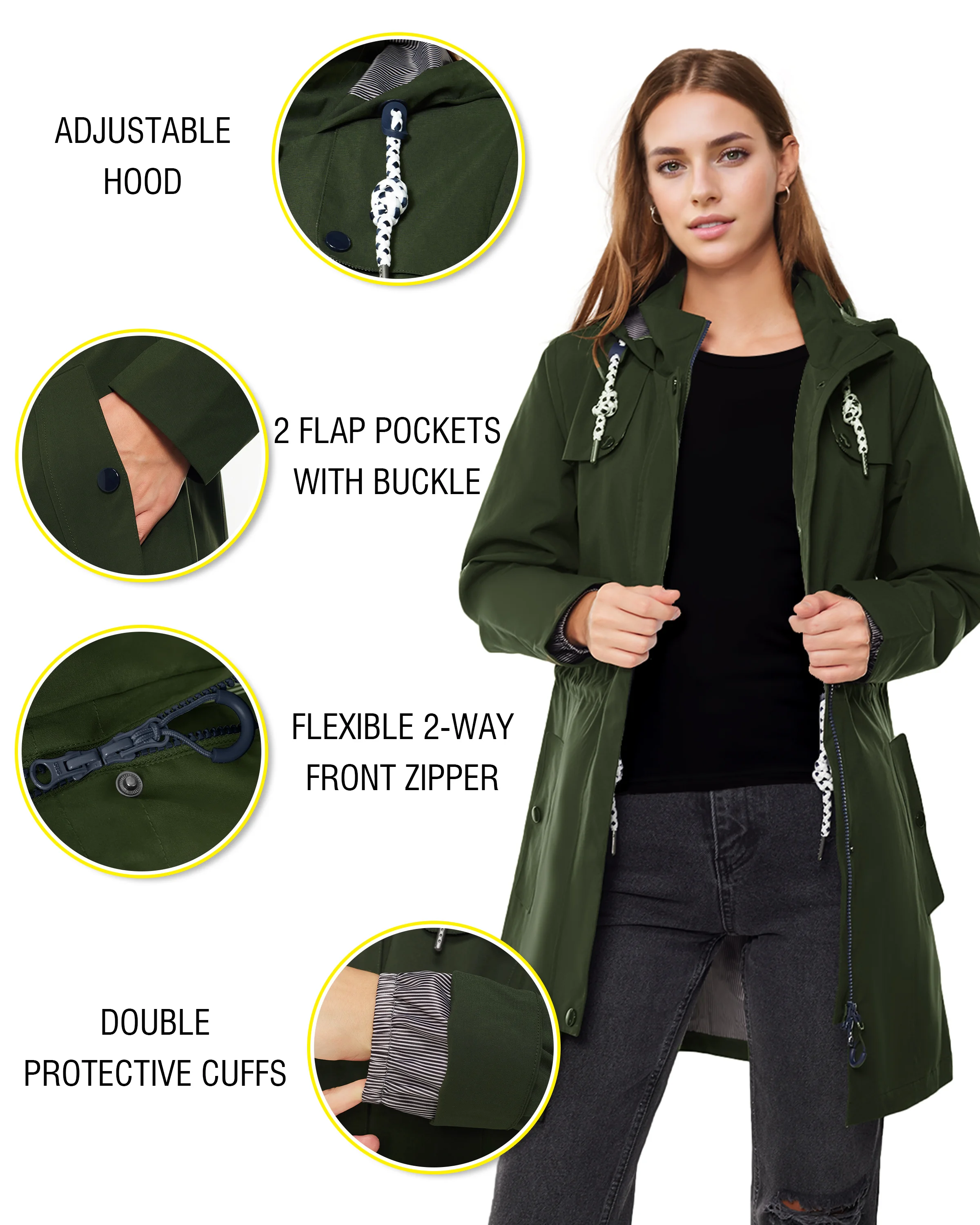 Chaqueta larga con capucha para mujer, chaqueta Softshell con forro polar, impermeable, a prueba de viento, para senderismo, abrigo para la lluvia, Parka cortavientos