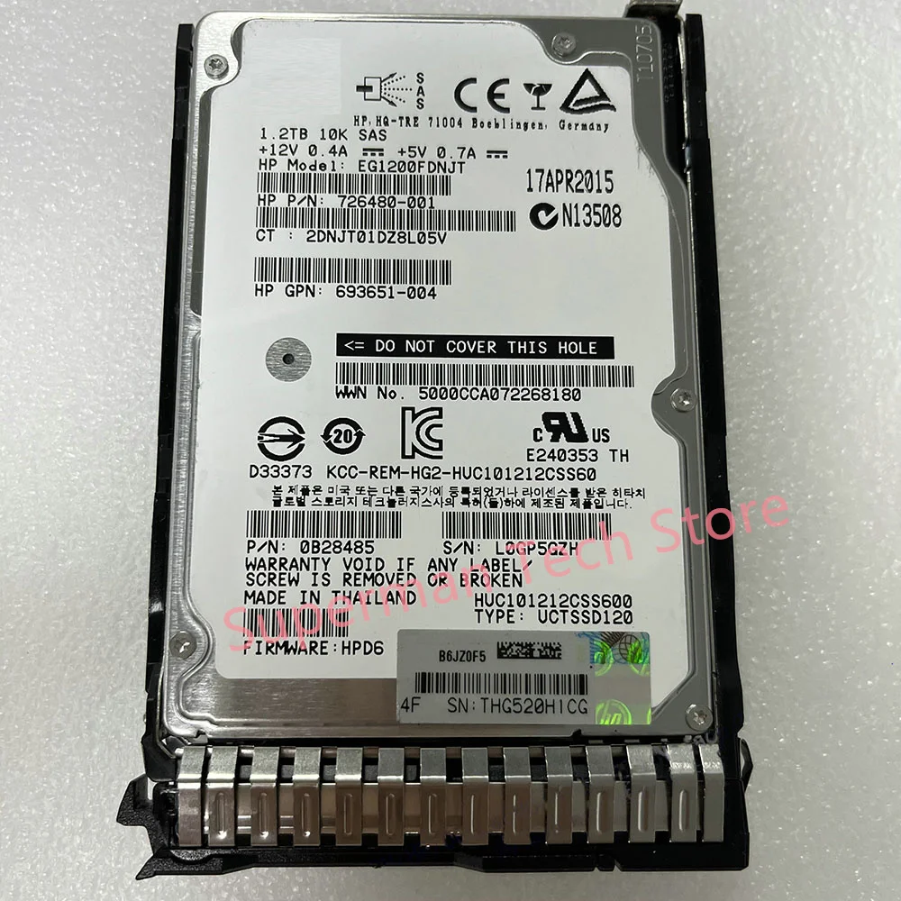 For HP 718292-001 1.2T 10K 6G SAS 2.5 718162-B21 Server Hard Disk 507284-001 300G 10K SAS 2.5 507127-B21