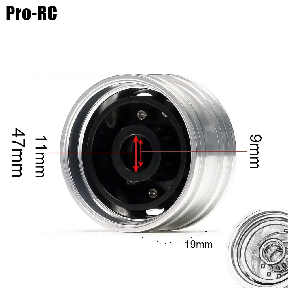 RC 자동차 1:14 타미야 트랙터 트레일러 트럭 용 1 쌍 전면 비드 락 베어링 육각 알루미늄 합금 휠 림 허브