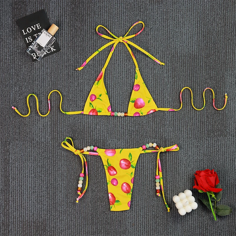 2026 Sexy Bikinis Micro Thongs Swimsuit Women Bathing Suit Rings Biquini Bandage Beachwear Print Swimwear Brazilian Bikini Sets