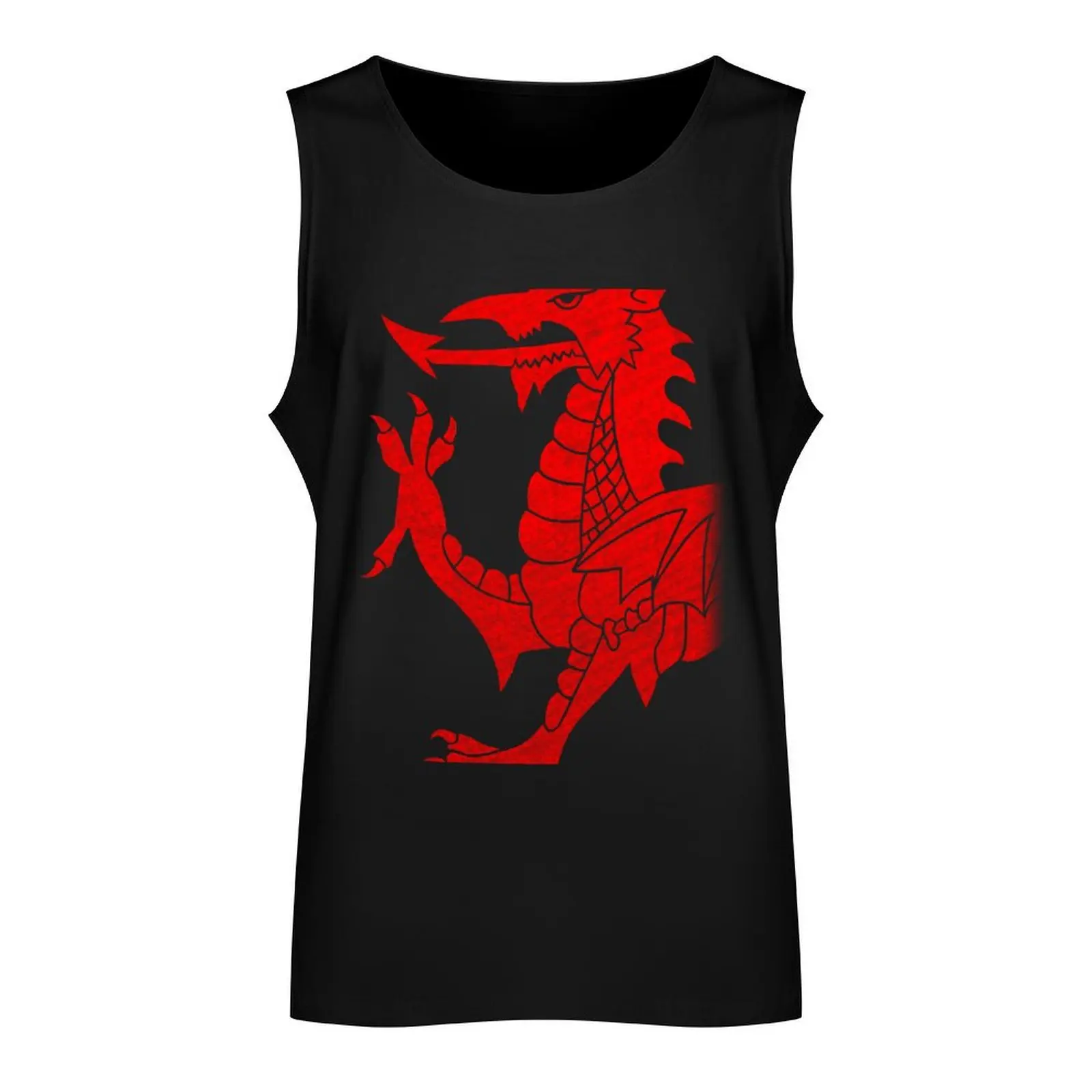 Cymru Dragon Red Halftone Tank Top Vest for boy gym clothes man Bodybuilding shirt