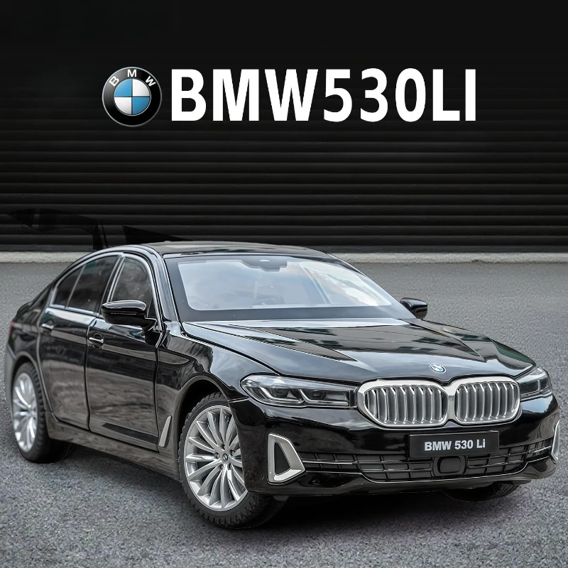 محاكاة 1:24 BMW 530Li سبيكة سيارة نموذج الصوت والضوء لعبة التراجع سيارة الأطفال الصبي هدية جمع سيارة مصغرة