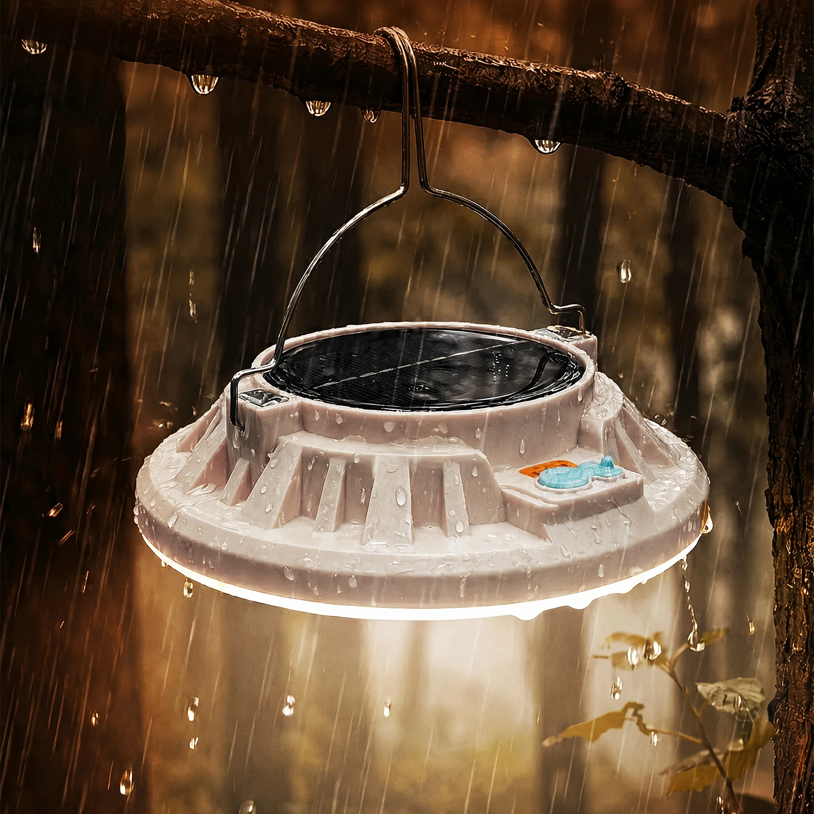 Portable Outdoor Solar Lantern Type-C Dual Charging 8-10H Runtime Waterproof 3 Modes LED Camping