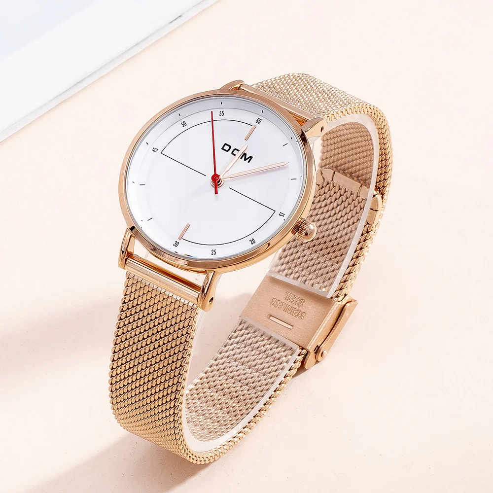 DOM 2022 New Simple Luxury Women Watch Free Shipping Casual Mashup Waterproof Ladies Quartz Mesh Strap Clock Relogio Feminino