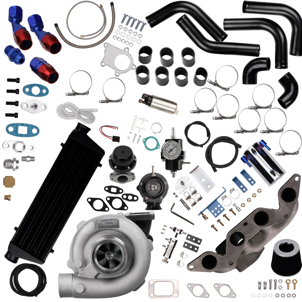 MaXpeedingrods T04E Turbo Kit Wastegate+Intercooler+Manifold 11PCS Kit for Honda Civic D17 EX