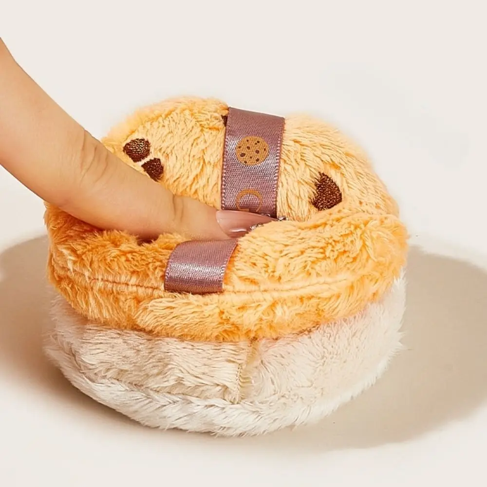 かわいいかわいいメイクアップパフ洗えるノンケーキングロング綿毛パフ再利用可能な丸型ドライパワーパフメイクアップ設定