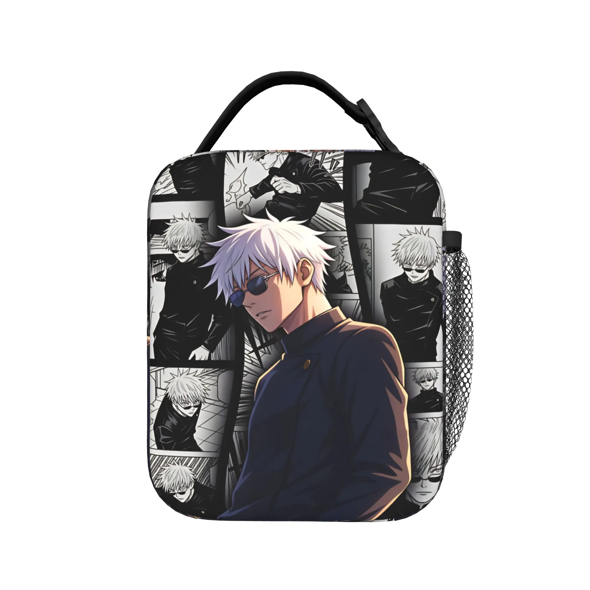 Satoru Gojo Comic Animation Lunch Bag For Unisex Print Lunch Box Fashion Office Cooler Bag Portable Zipper Oxford Tote Food Bags