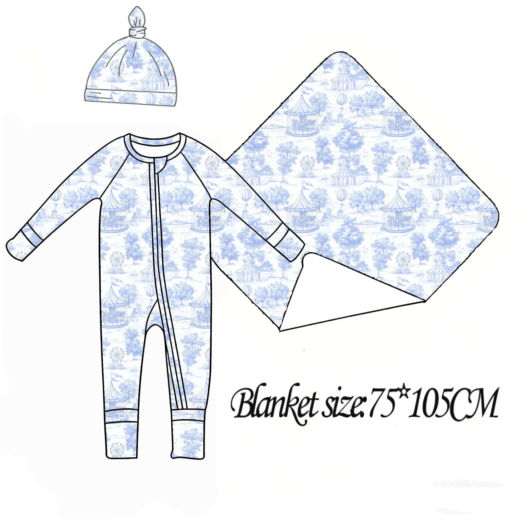 Newborn Sleepwear Pajamas Infant Onesie Zipper Footed Sleeper Blanket Toddler Baby Romper Jumpsuit Blue Animal Print Wholesale C
