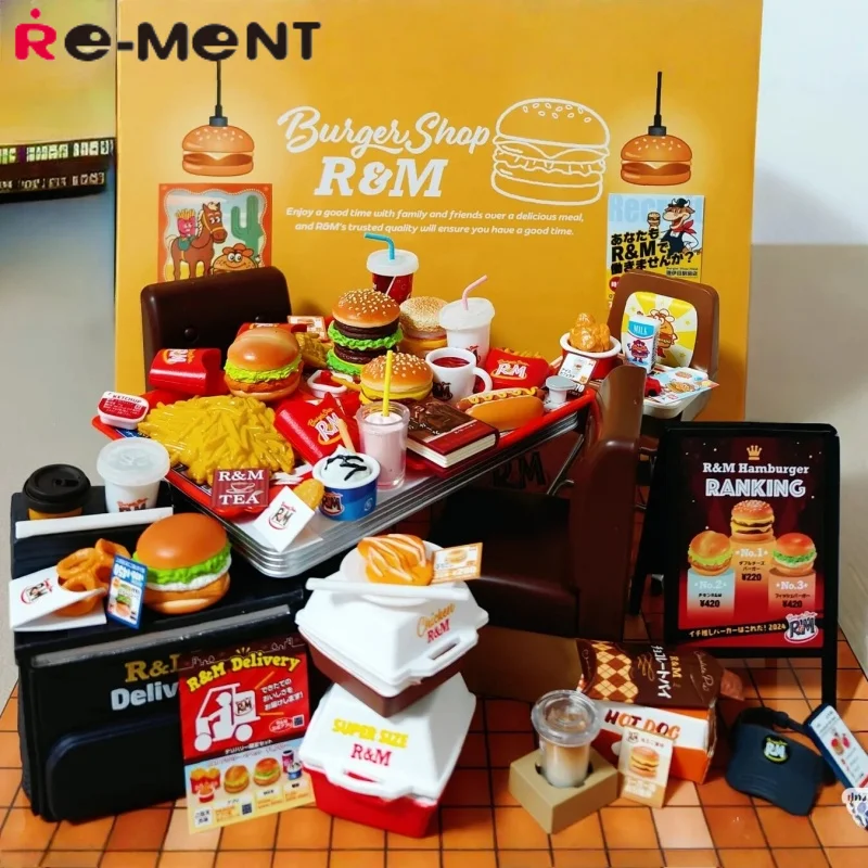 Genuino en Stock Re-Ment Chocolate World hamburguesa modelo sala de postres escena en miniatura caja ciega decoración regalos para niñas