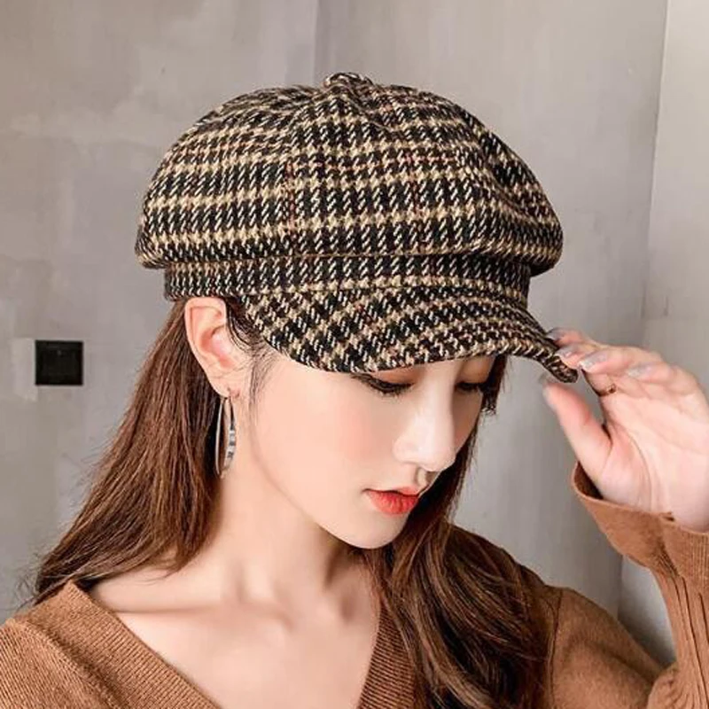 Autumn Winter Hats for Women Solid Plain Octagonal Newsboy Cap Men Ladies Casual Wool Hat Winter Beret Women Painter Caps