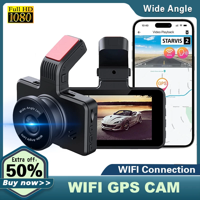 Car DVR Dashcam 3 Inch IPS Wifi GPS FHD 1080P 24H Parking Monitor Camcorder Camera G-Sensor Auto Registrator Video Recorder