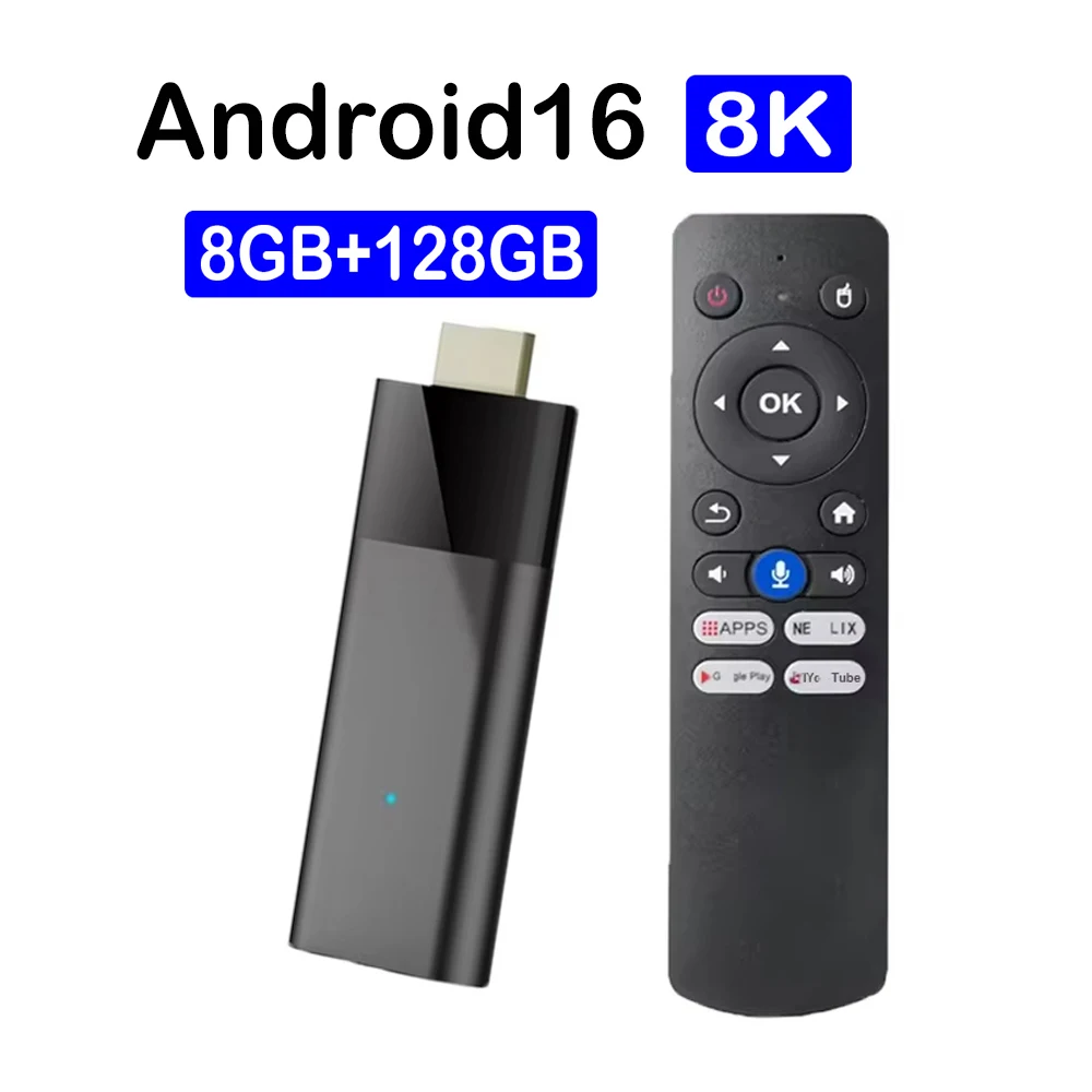 Smart TV Stick Q12 8K Android 16 TV Box Allwinner H313 Dual Wifi 5G 8GB 32GB 64GB 128GB Media Player BT Google Voice Set Top Box