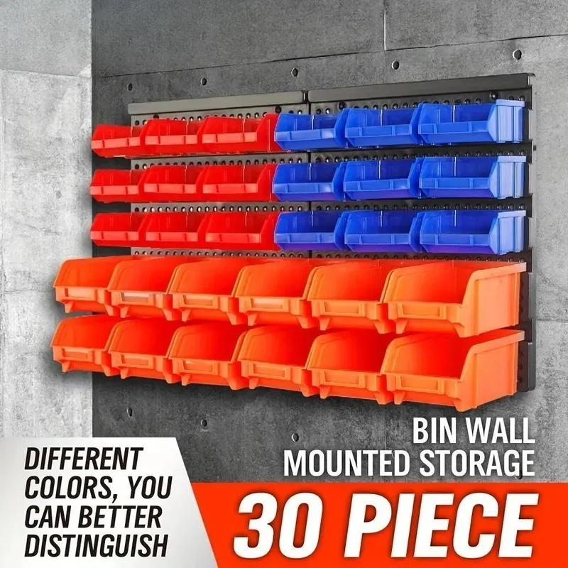 30PC Tool Box 97913 Wall Mounted Storage Box 2.5KG 42x16x35cm Heavy Duty Organizer for Garage Workshop Home