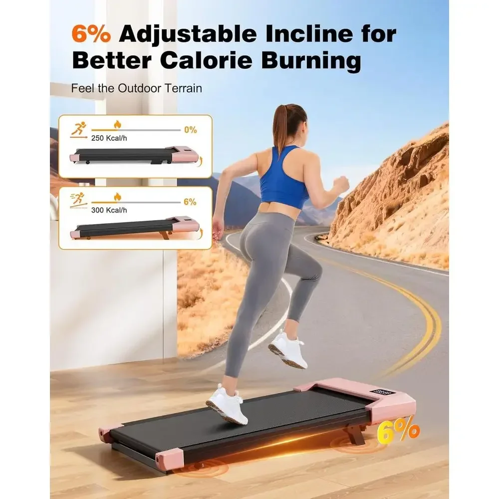 Compact Desk Treadmill with 6% Incline, Suitable for Home or Office, 0.6-3.8 MPH, 2.5 HP, Supports 300 lbs, App & Remote Control