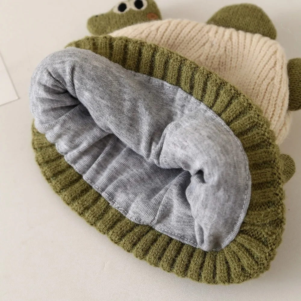 패션 귀여운 만화 공룡 어린이 풀오버 모자 방풍 따뜻한 귀 보호 모자 방한 두꺼운 니트 모자 겨울용