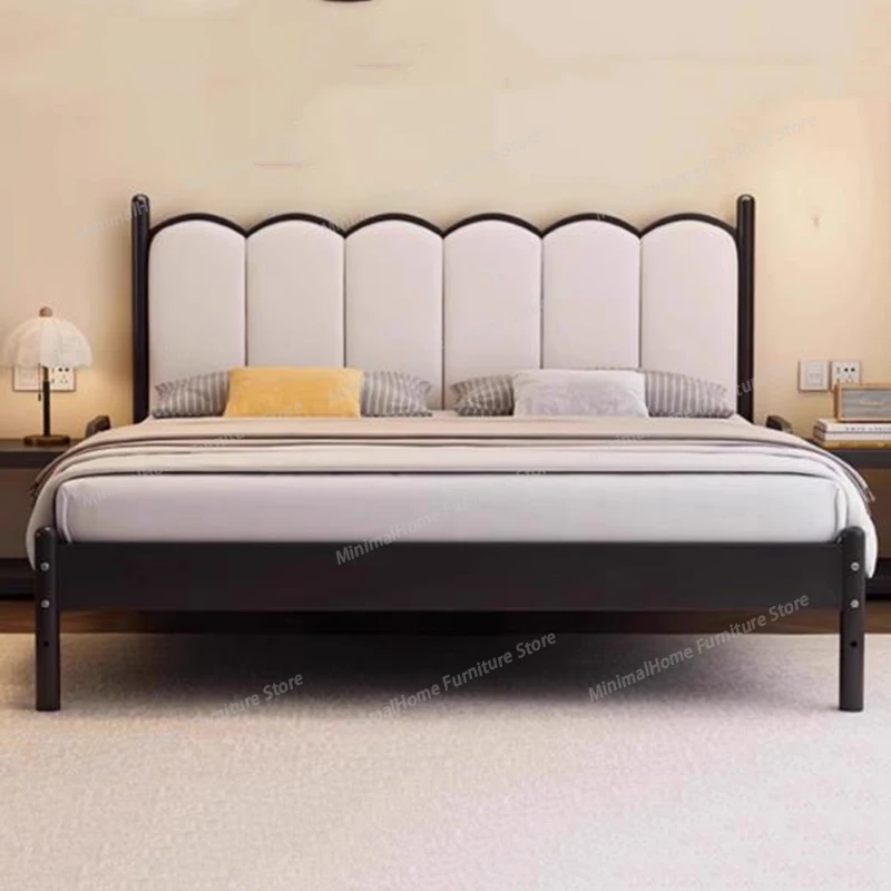 

Iron Bedroom Double Bed Modern Headboards Luxury Children Storage Bed Space Saving Sleeping Platform Cama Lounge Suite Furniture