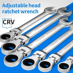 8-32mm movable head ratchet wrenchDouble head dual-use plum blossom open mirror wrenchHardware tools Automotive tools Hand tools