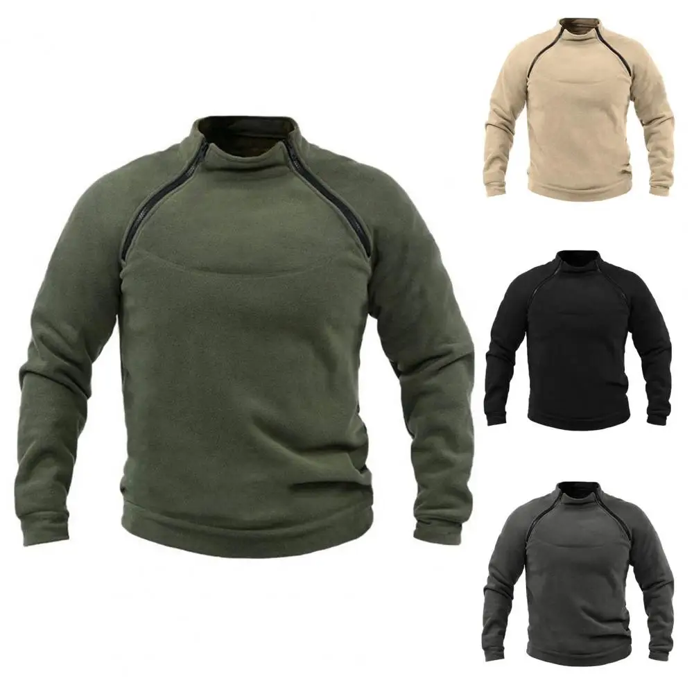 

Stand Collar Men Top Stylish Men's Winter Sweatshirts Warm Stand Collar Protection Loose Fit Trendy Patchwork Design for Daily