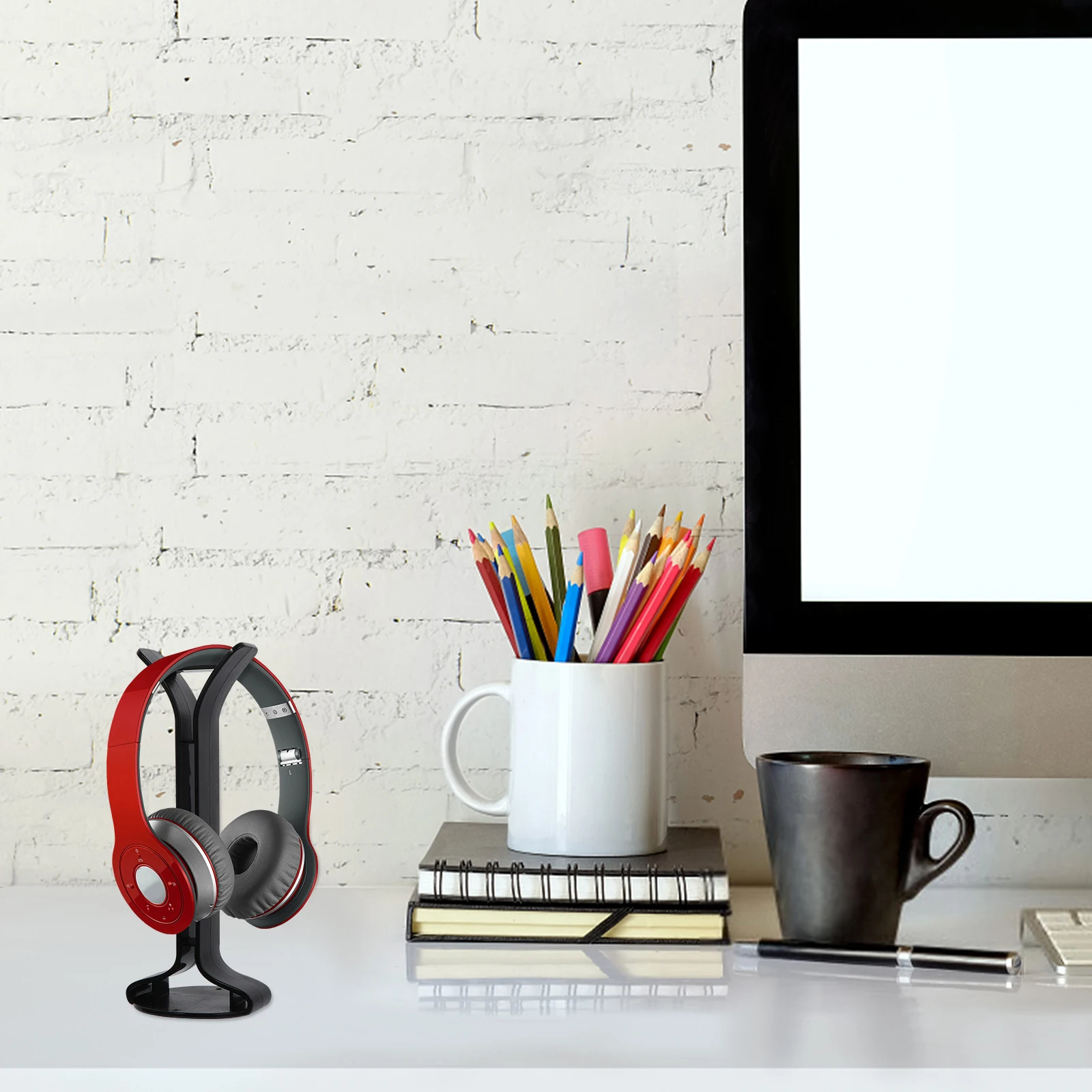 

1Pcs Headset Bracket Black Premium ABS Small Size Stable Non-Slip Headphone Rack Desktop Holder for Office Dorm Bar Use