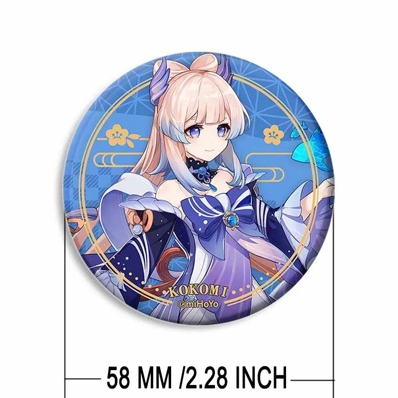 58mm Pop Game Genshin Impact Brooch Pins Anime Badge Cartoon Cosplay Ganyu Xiao Zhongli Jewelry Accessories for Clothes Backpack