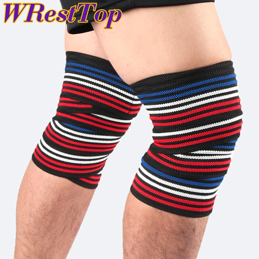 

Регулируемая эластичная компрессионная повязка на колено для кросс-фитнеса, приседаний, пауэрлифтинга, тяжелой атлетики - тренировочные наколенники