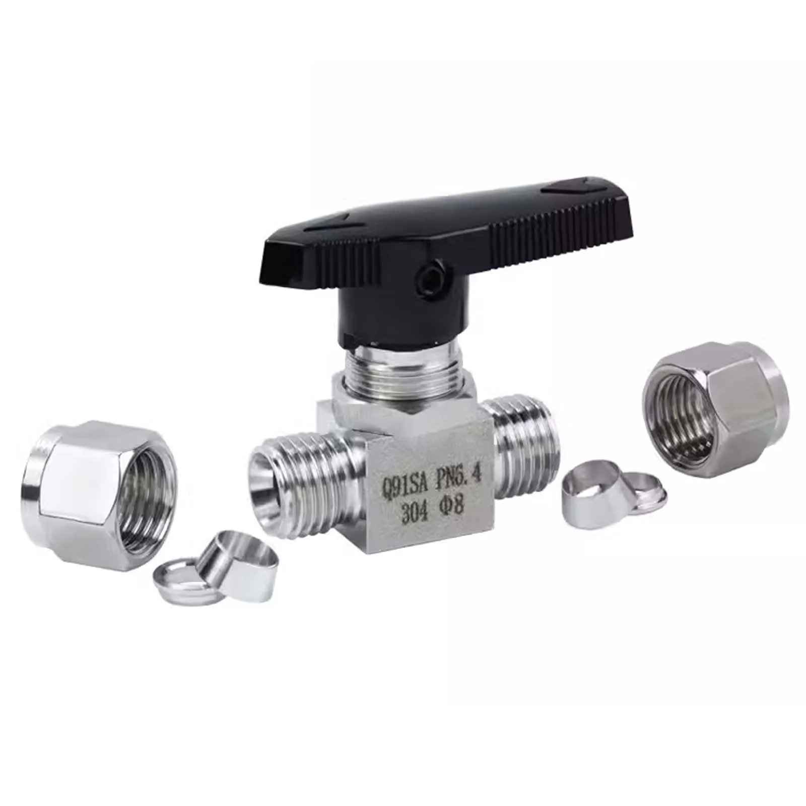 304 Stainless Steel Ferrule Straight Through Ball Valve for Steel Pipe Copper Pipe Air Source Switch