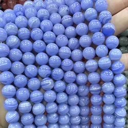 6 8 10MM Blue Lace Agates Natural Stones Lace Agates Round Beads For Jewelry Making DIY Women's Bracelet Bracelet Earrings