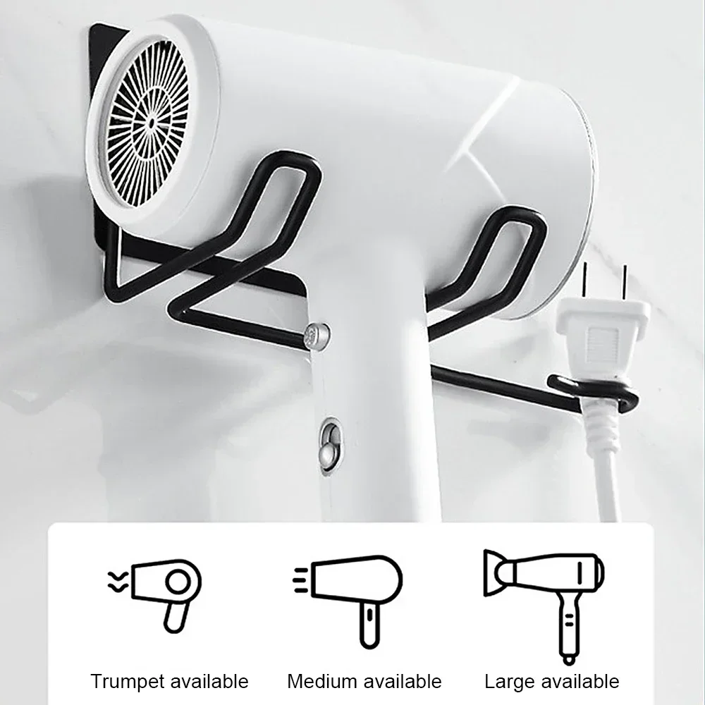 ​​Wall Mounted Hair Dryer Holder Rack, No Drilling for Straightener & Tools - Bathroom Organizer Shelf w/Nail-free installation