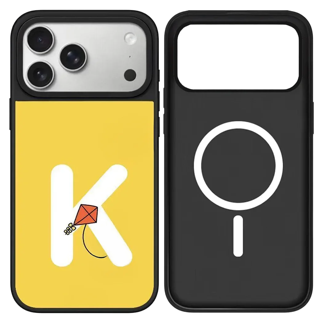 

Yellow Letters K Kite Mirror / Acrylic Magnetic Case: Compatible with IPhone 17 16 15 14 13 12 Pro Max 17 Air