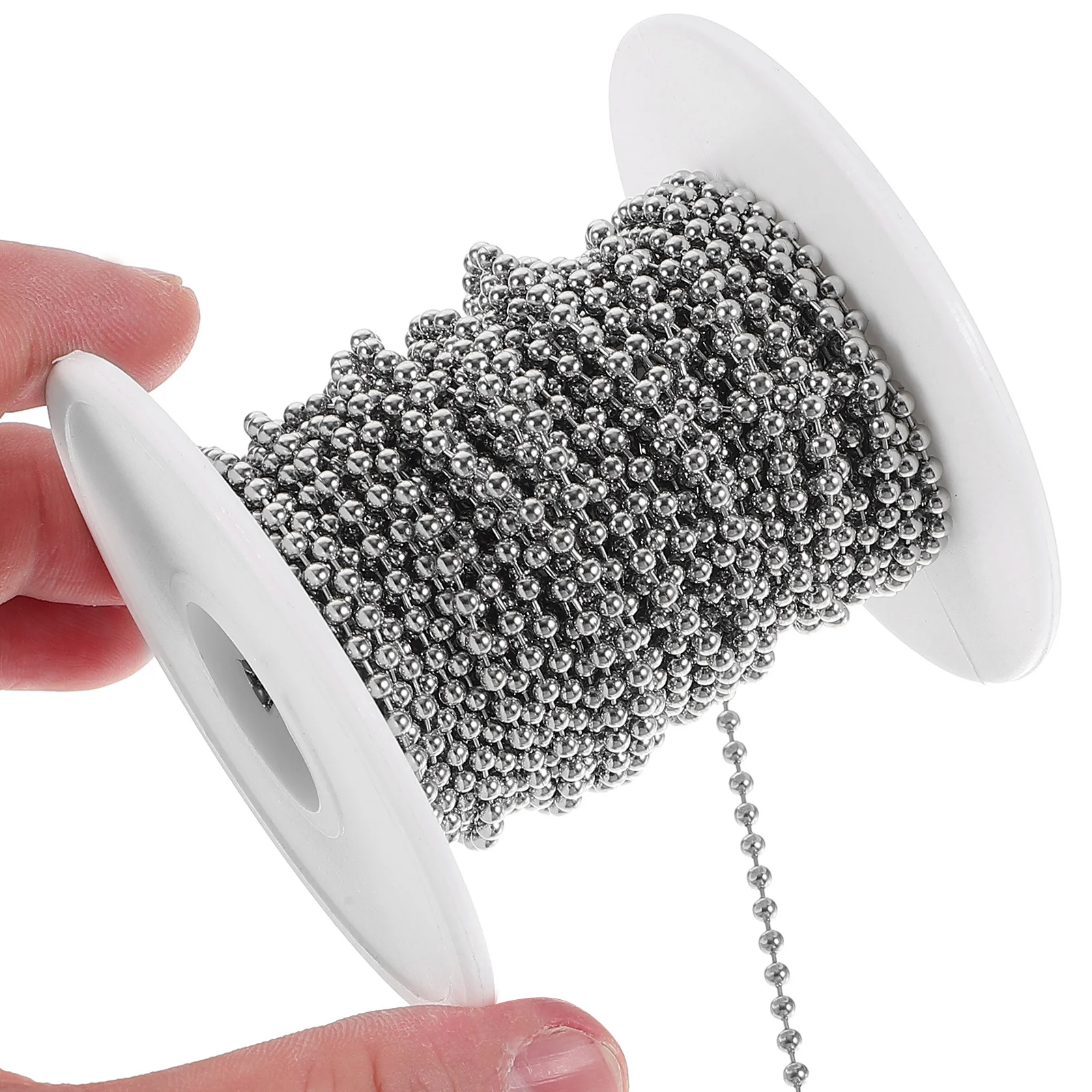 

1 Roll 10M 2.4Mm Stainless Steel Ball Chain Adjustable Metal Bead Chain For Diy Keychains Dog Tags Pendant Necklaces Jewelry