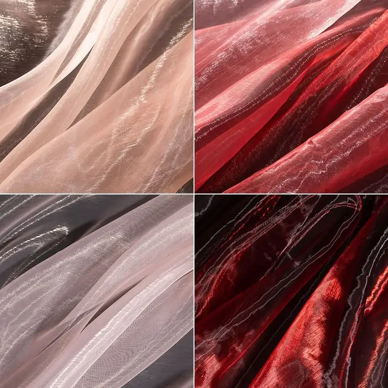 2/3m Two-color Gradient Organza Tulle Fabric Clothing Design Dress Wedding Creative Fabric DIY Sewing Material