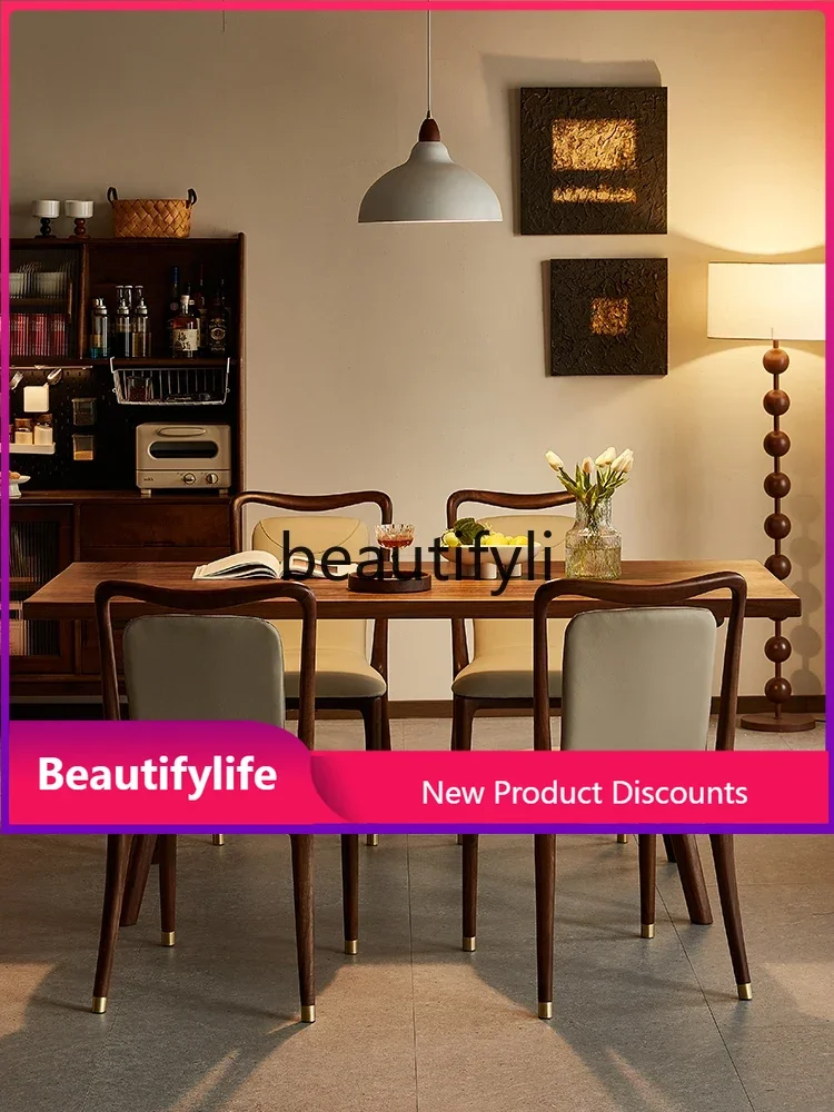 

2344 North American black walnut large board table Nordic all solid wood dining table Rectangle eating table