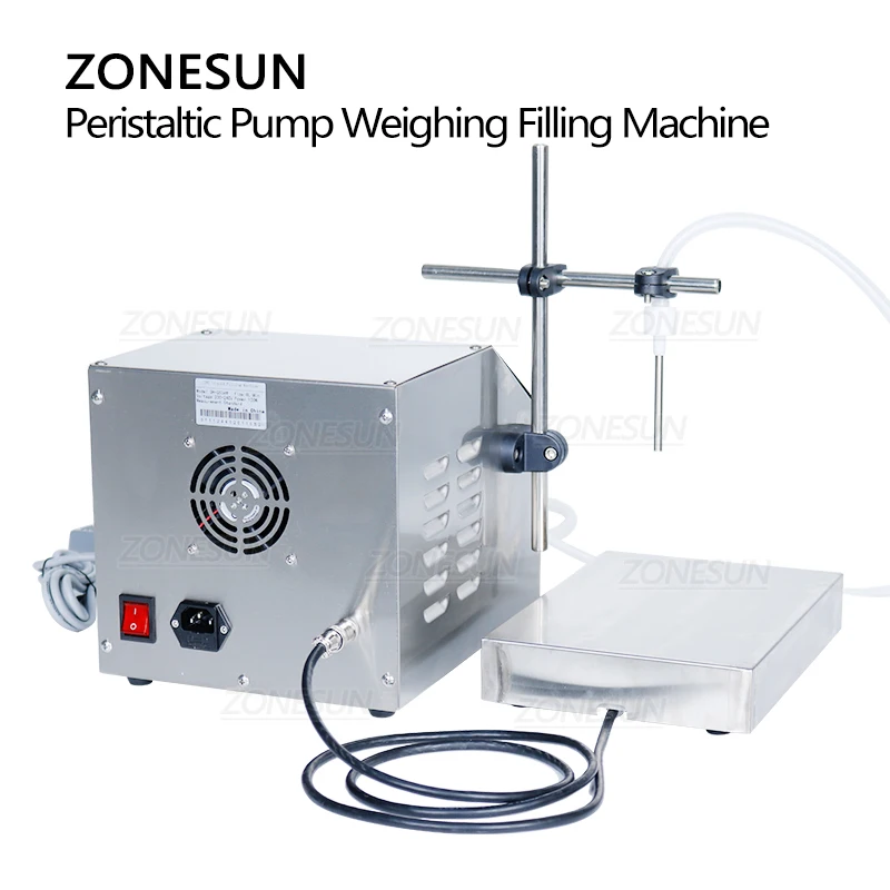 ZONESUN ZS-PP531W Semi Automatic Beverage Perfume Lotion Shampoo Weighing Filling Machine Peristaltic Pump Vial Bottle Filler