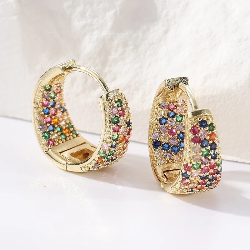 Zartes Design, bunte, glänzende Zirkon-Creolen für Frauen, exquisite Mode, Bankett-Party-Schmuck, Geschenke