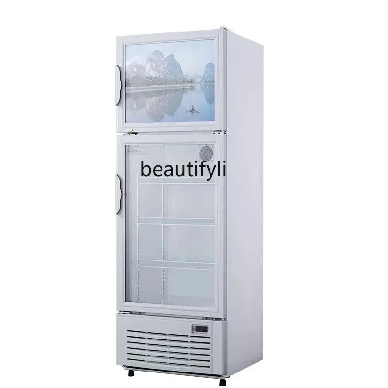 A61 Commerciële supermarkt vriezer verticale vershoudbare vriezer dubbele temperatuur invriezing en koeling vitrinekast