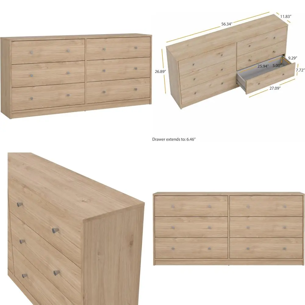 cômoda dupla com 6 gavetas em acabamento jackson nogueira