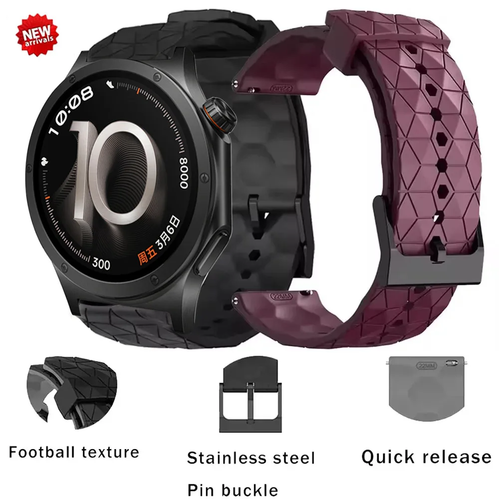 Bracelet en Silicone de 22mm 20mm pour Xiaomi Watch 5 S5-4-3-2, bracelet de remplacement à motif de Football pour Oneplus Watch 4/Lite/3/2/2R