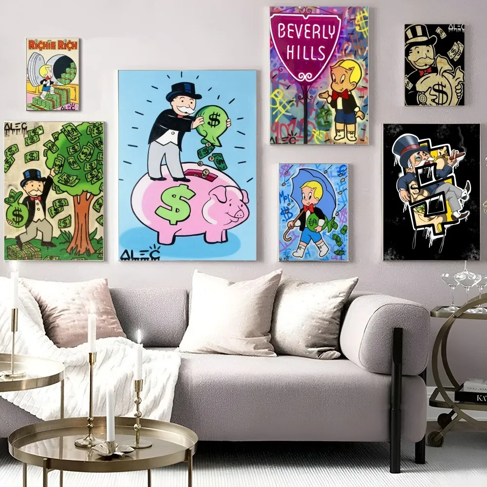 Cartoon Luxury Dollar MonopolyS DIY Sticky Poster Fancy Wall Sticker for Living Room Bar Decoration Wall Decor