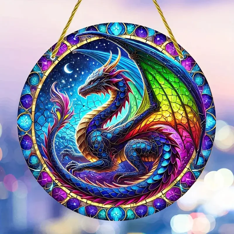 

Fantastic animals Theme Acrylic Sun Catcher- Window Hanging Decor with Stained Glass Appearance for Multi-Scene Decor Perfect fe