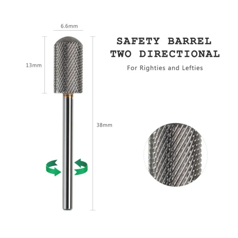 High Quality 6.6mm Large Barrel And Smooth Top Carbide Nail Drill Bit 3/32" Tungsten Steel Carbidrel Pro Milling Cutter Nail Bit