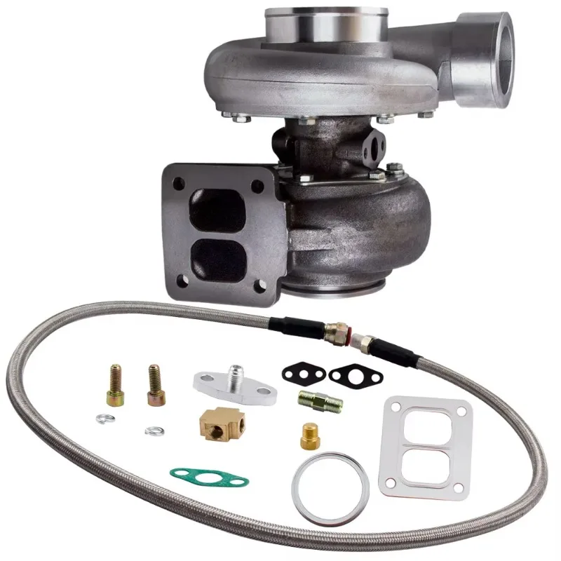 Universal Turbo Gt45 Turbocharger+oil Feed Line+oil Drain Return Line T3 T4 T3T4 T04E T04B Car Turbo Charger Kit