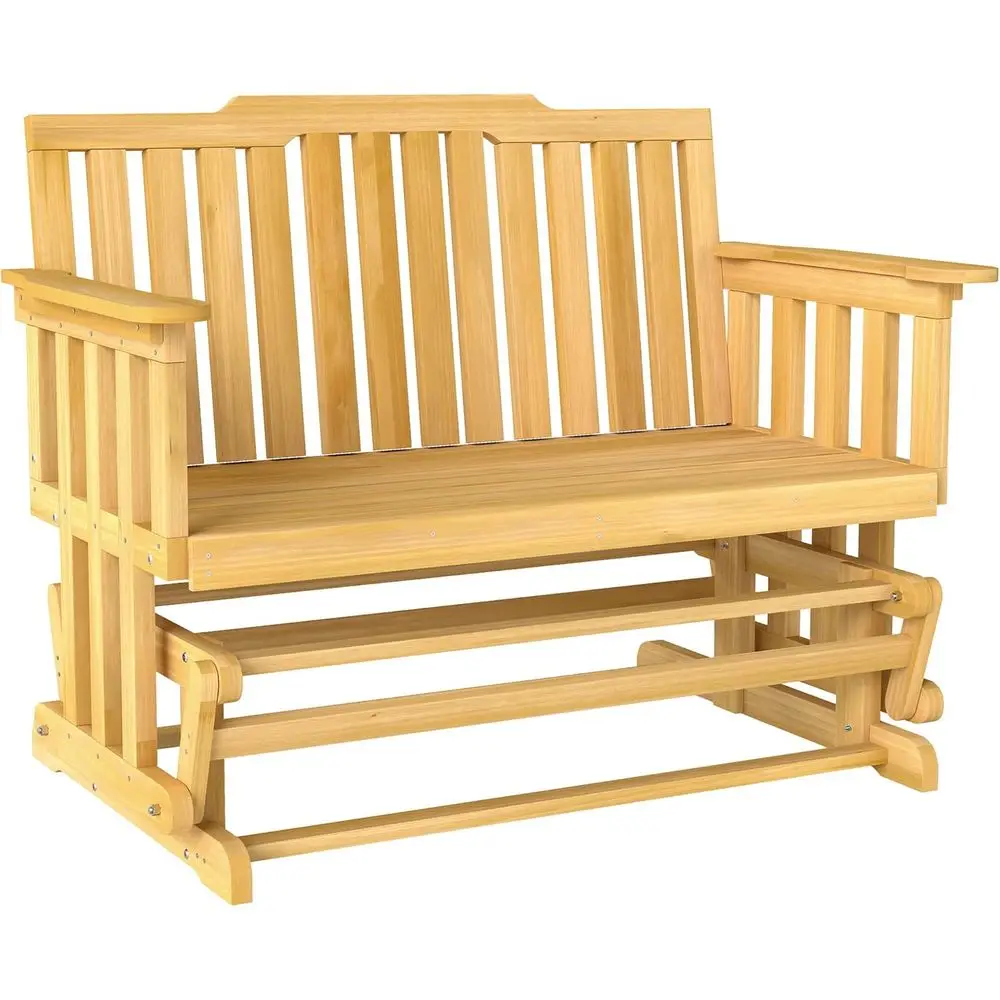 

Двухместная уличная качалка-диван с быстросохнущей конструкцией, широкими подлокотниками, из натурального дерева для патио, сада или веранды