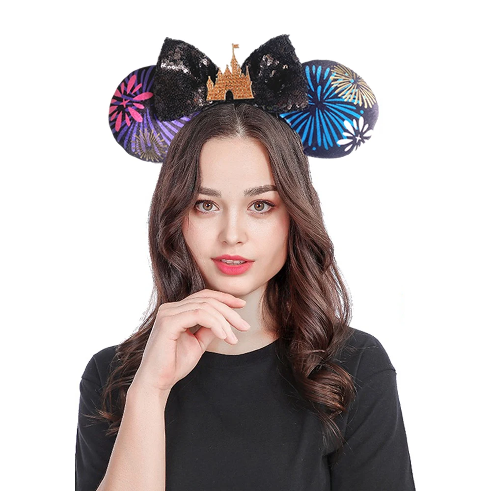 Cartoon Minnie Mouse Ear Headband Shanghai Disney Big Bows EARS COSTUME Headband Cosplay Plush Adult/Kids Headband Gift