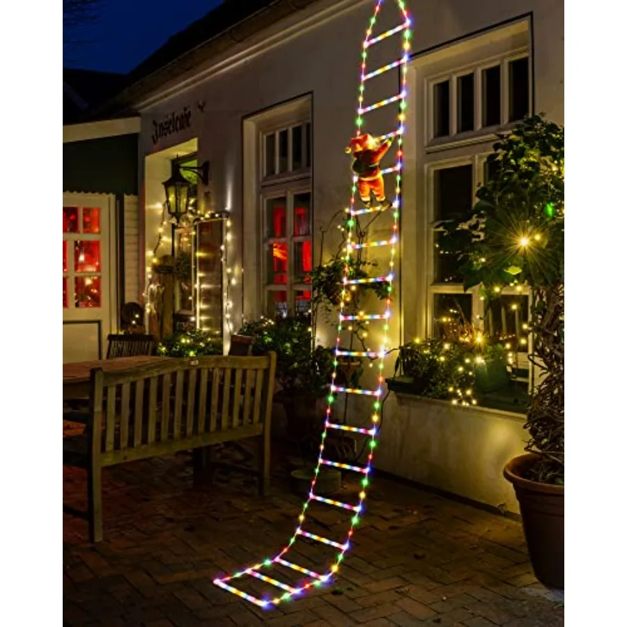 

LED Christmas Lights - 10ft Christmas Decorative Ladder Lights with Santa Claus, Xmas Decorations Light for Indoor Outdoor, Win