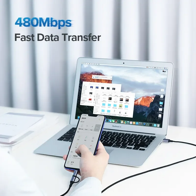 UGREEN Cable de carga portátil Cable de carga multifunción 2 en 1 USB 2.0 a a USB tipo C y cable micro USB para Android