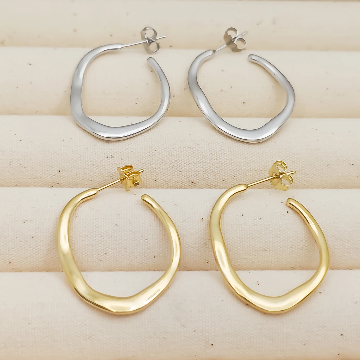 HESHI-pendientes geométricos trenzados para mujer, de Plata de Ley 925, chapados en oro de 18k, joyería bonita intelectual