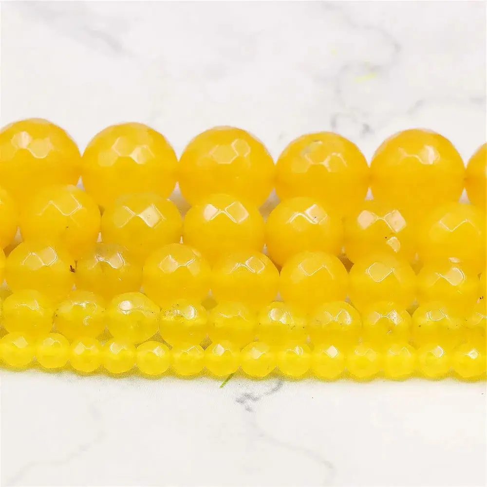 4mm 6mm 8mm 10mm 12mm Faceted South America Yellow Chalcedony Round Loose Beads Accessory Parts jewelry Natural Stone wholesale